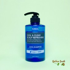 Бессульфатный охлаждающий шампунь для волос с ароматом мяты Kundal Cool & Clear Scalp Refreshing Cool Shampoo Aqua Mint 500 мл