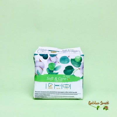 Женские гигиенические прокладки ультрамягкие La Miso Soft & Care (M) 12 шт