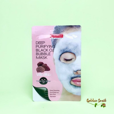 Очищающая кислородная маска с вулканическим пеплом Purederm Deep Purifying Black O2 Bubble mask volcanic