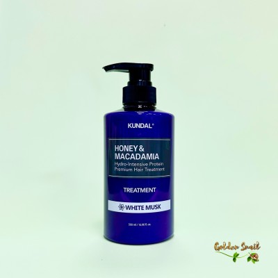 Кондиционер для увлажнения и питания с ароматом белый мускус Kundal Honey & Macadamia Protein Premium Treatment White Musk 500 мл
